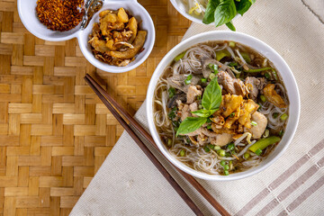 Rice noodle soup with Stewed pork - Asian food style