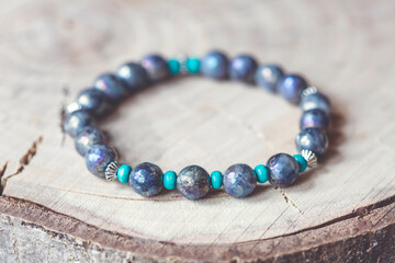 Faceted labradorite stone beads bracelet