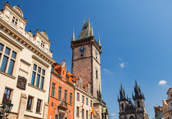 Fototapeta na wymiar The Old Town Hall at sunny summer day, Prague