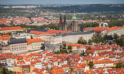 Fototapeta na wymiar Panoramic view of Prague with St. Vitus Cathedral