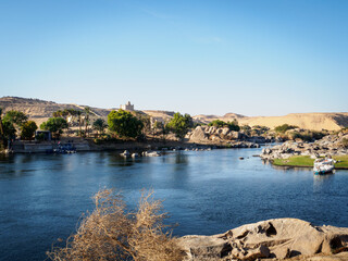 Fototapeta na wymiar beautiful nubian landscape near aswan with river nile