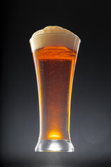 Glass of beer on black background, copy space