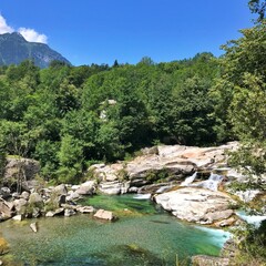 turquoise river in the mountains in Italy
