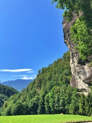 beautiful mountain landscape with blue sky and clouds