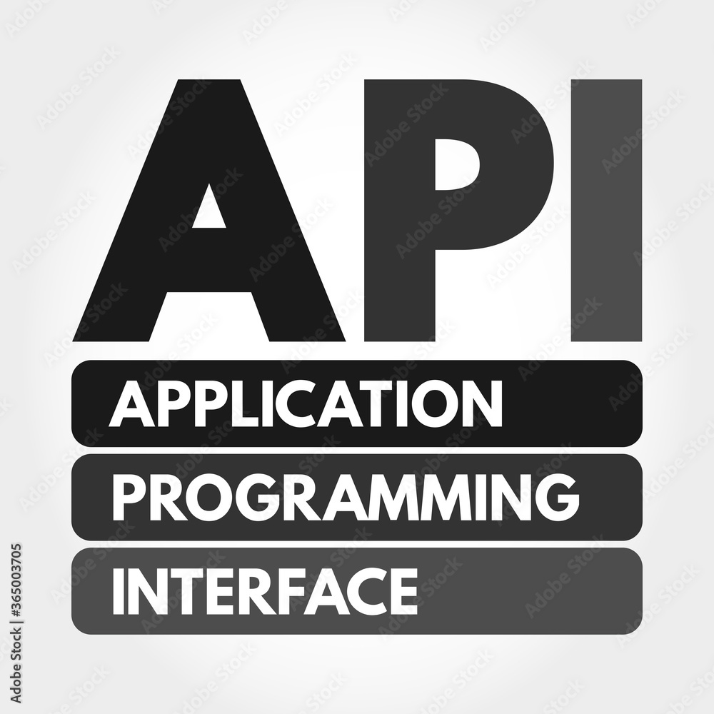 Poster api - application programming interface acronym, technology concept background