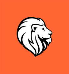 Lion Head logo, Vector Illustration, simple flat style for your company logo