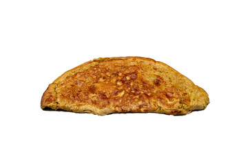 top viewe omelette on isolated background