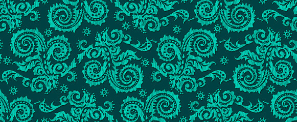 Seamless Paisley pattern in green tones