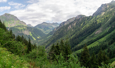 Fototapeta na wymiar Summer mountain landscape along Silvretta High Alpine Road, Austria