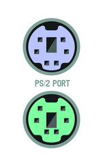 Obraz premium Old mouse, keyboard ps2 (connector for keyboard and mouse Sockets and connectors for PC and mobile devices)