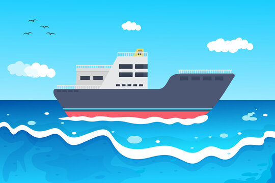 Ship on the ocean illustration design