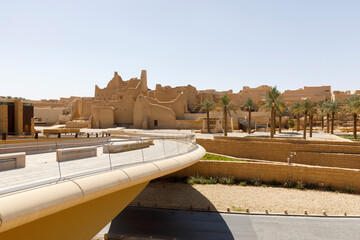 Pedestrian bridge to the historic district Al-Diraiyah of Riyadh in Saudi Arabia - 365006710