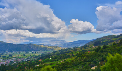 Naklejka premium summer landscape with mountains and blue sky