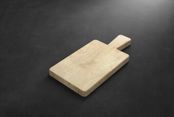 rustic wooden cutting board on table top as template -  3D Illustration