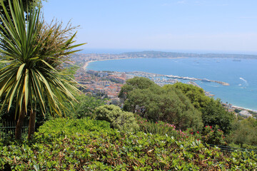 Fototapeta na wymiar Panorama avec vue sur la mer et fleurs