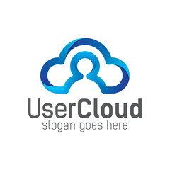 User cloud simple logo, social cloud gradient logo vector template