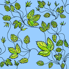 Weaving plant hops seamless pattern. Eps10 vector stock illustration