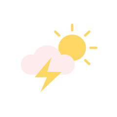 Cloud, sun, lightning icon. Simple color vector elements of forecast icons for ui and ux, website or mobile application