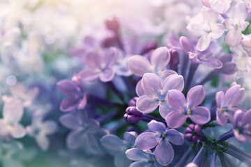 Fototapeta na wymiar soft purple lilac flowers, cute nature background