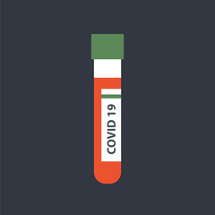 blood test tube covid 19 icon, vector color illustration