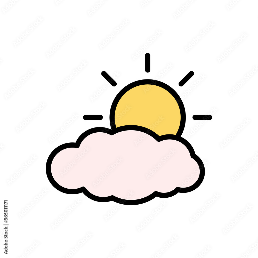Poster cloud, sun icon. simple color with outline vector elements of forecast icons for ui and ux, website 