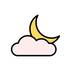 Obraz na płótnie Canvas Cloud, moon icon. Simple color with outline vector elements of forecast icons for ui and ux, website or mobile application