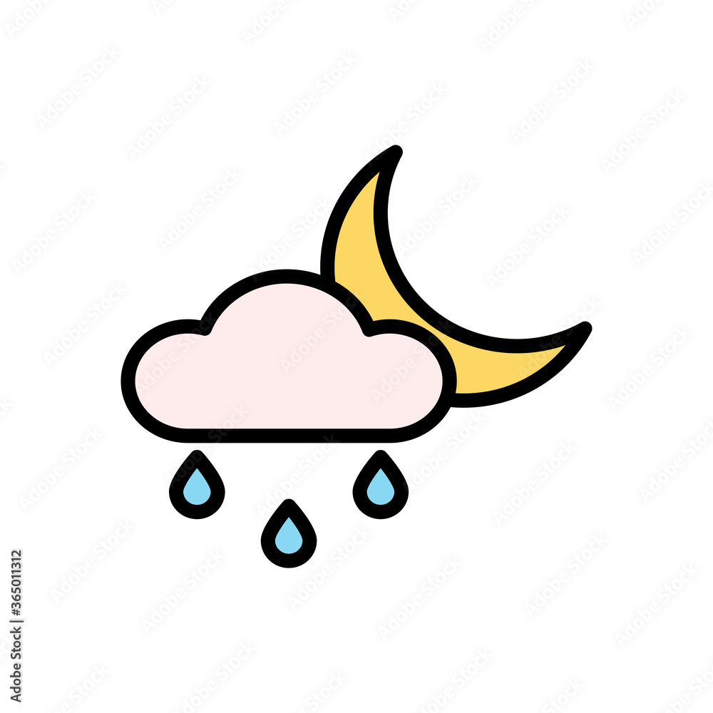 Poster cloud, rain, cloud icon. simple color with outline vector elements of forecast icons for ui and ux, 