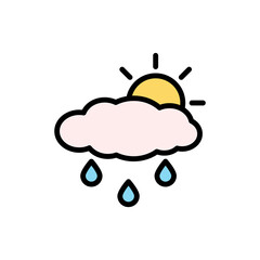 Cloud, rain, sun icon. Simple color with outline vector elements of forecast icons for ui and ux, website or mobile application