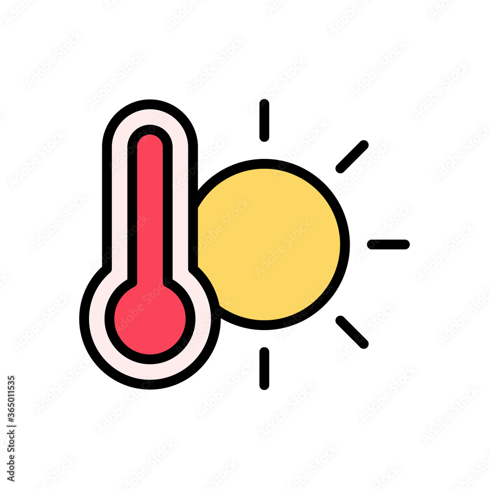 Aufkleber sun, thermometer icon. simple color with outline vector elements of forecast icons for ui and ux, we