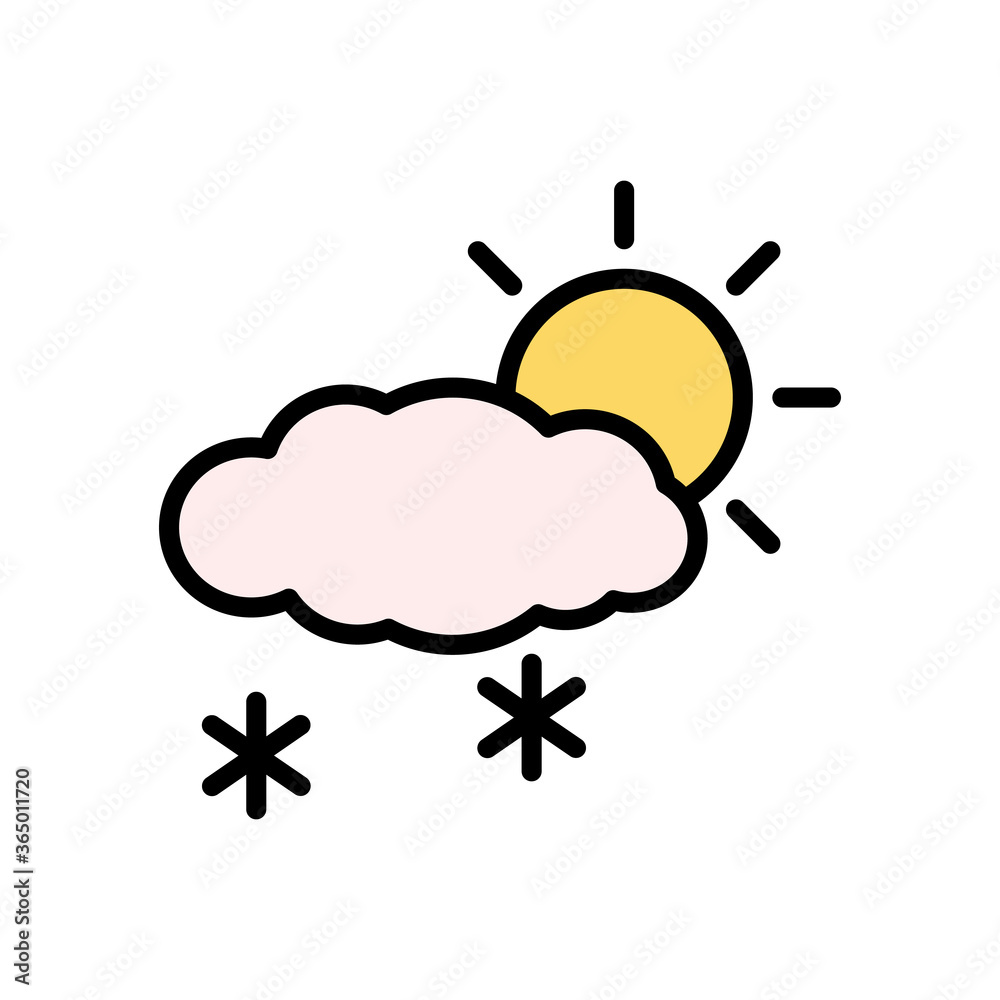 Poster cloud, sun, snow icon. simple color with outline vector elements of forecast icons for ui and ux, we