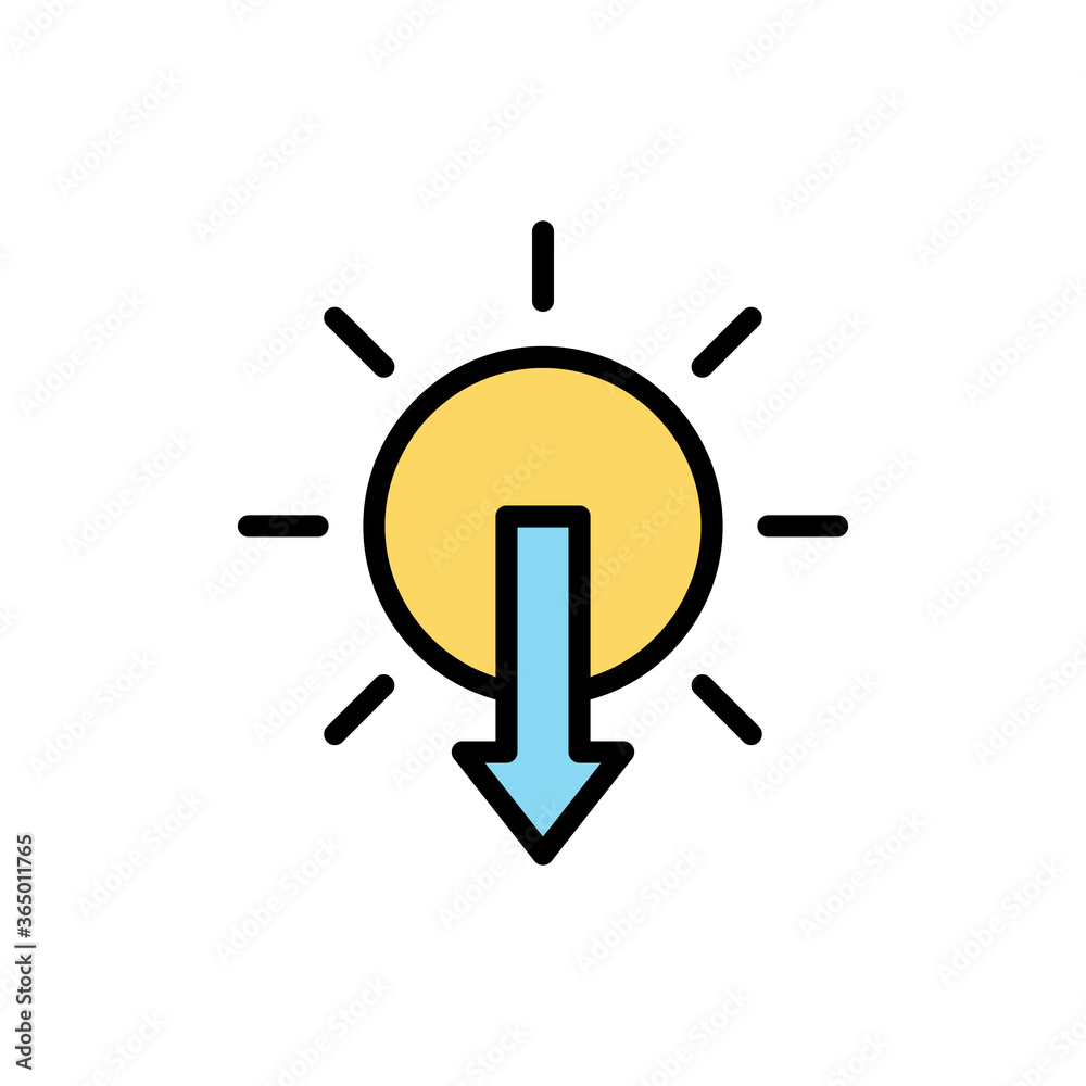 Poster sun, arrow, sunset icon. simple color with outline vector elements of forecast icons for ui and ux, 