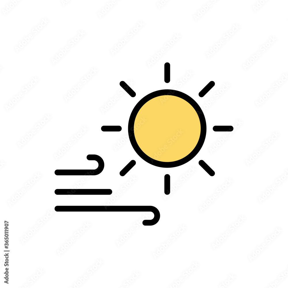 Poster sun, wind icon. simple color with outline vector elements of forecast icons for ui and ux, website o