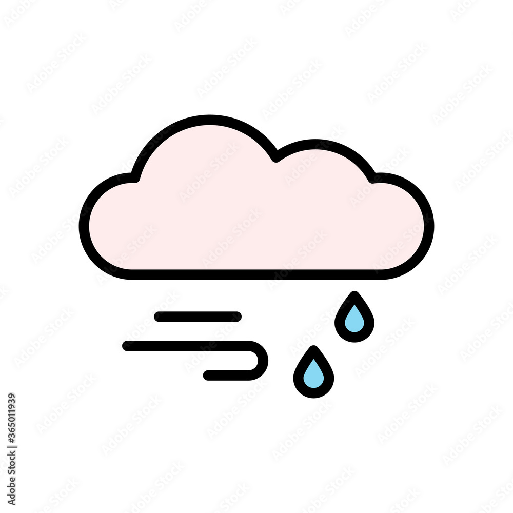 Poster cloud, rain, wind icon. simple color with outline vector elements of forecast icons for ui and ux, w