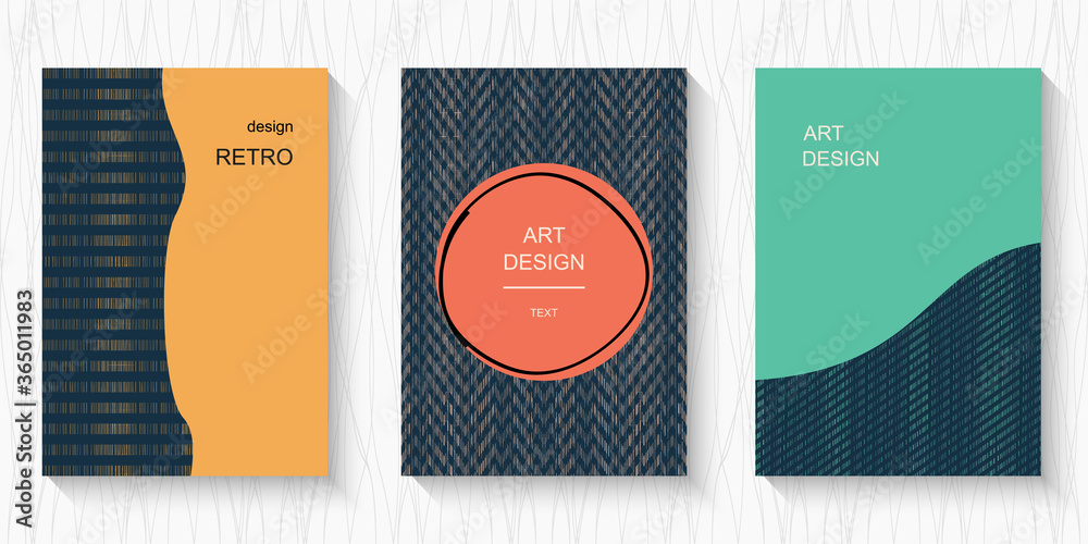 Aufkleber set of vector modern colorful abstract covers with shabby stripes. can be used for your designs for 