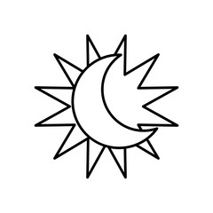 astrology concept, sun and moon icon, line style