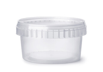 Empty round plastic food container