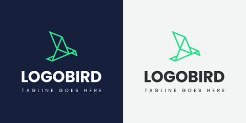 Flat logo design. Minimal and clean line bird logo template for business or personal.