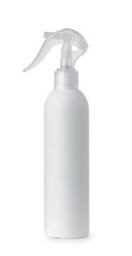 Side view of white plastic trigger spray bottle