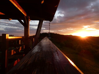 Sunset in the mountains and lookout