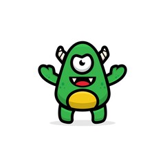 cartoon cute green monster