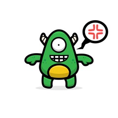 cartoon angry green monster