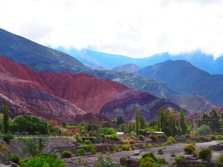 Fototapeta na wymiar Purmamarca Village and The Hill of Seven Colors, in Jujuy Province, Argentina