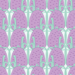 Floral Wild Teasel vector background pattern. Purple flowering plant seamless illustration.