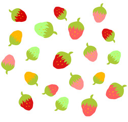 Colorful Red Strawberry Illustration Pattern