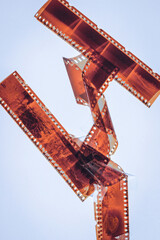 
Negatives of an old film used
Old film under hard light and clear background