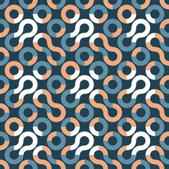 Geometric seamless pattern. Simple regular Truchet repeat minimal background. Vector illustration. 