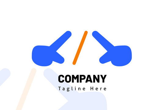 double hands format web code illustration logo template