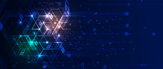 Cybersecurity and information or network protection. Future technology web services for business and internet project