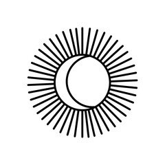 sun and moon icon, line style