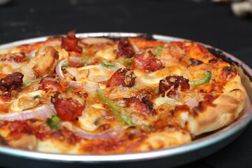 pizza with mushrooms and cheese